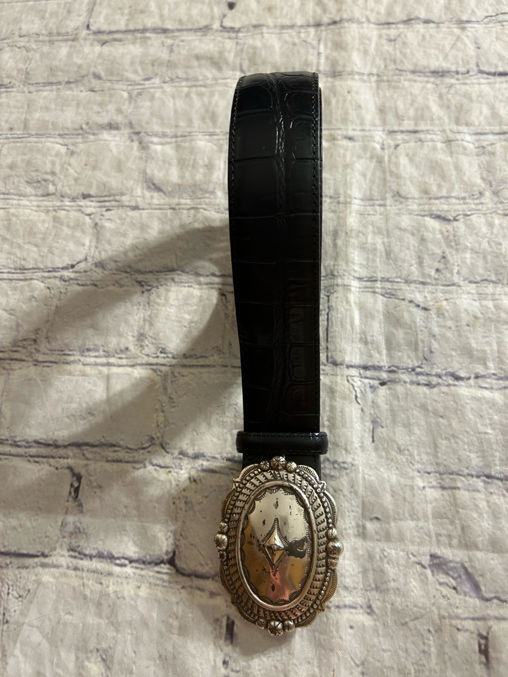 VINTAGE CHUNKY BLACK LEATHER WITH EMBELLISHED REMOVABLE BUCKLE UNISEX SIZE XL